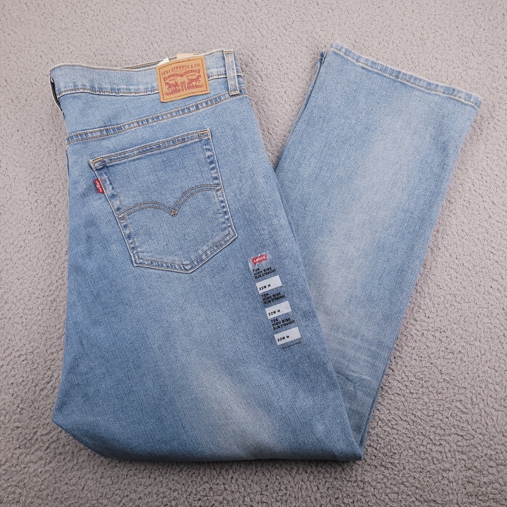 LEVIS 724 Jeans Size 22W High Rise Straight Leg Distressed Light Wash NEW